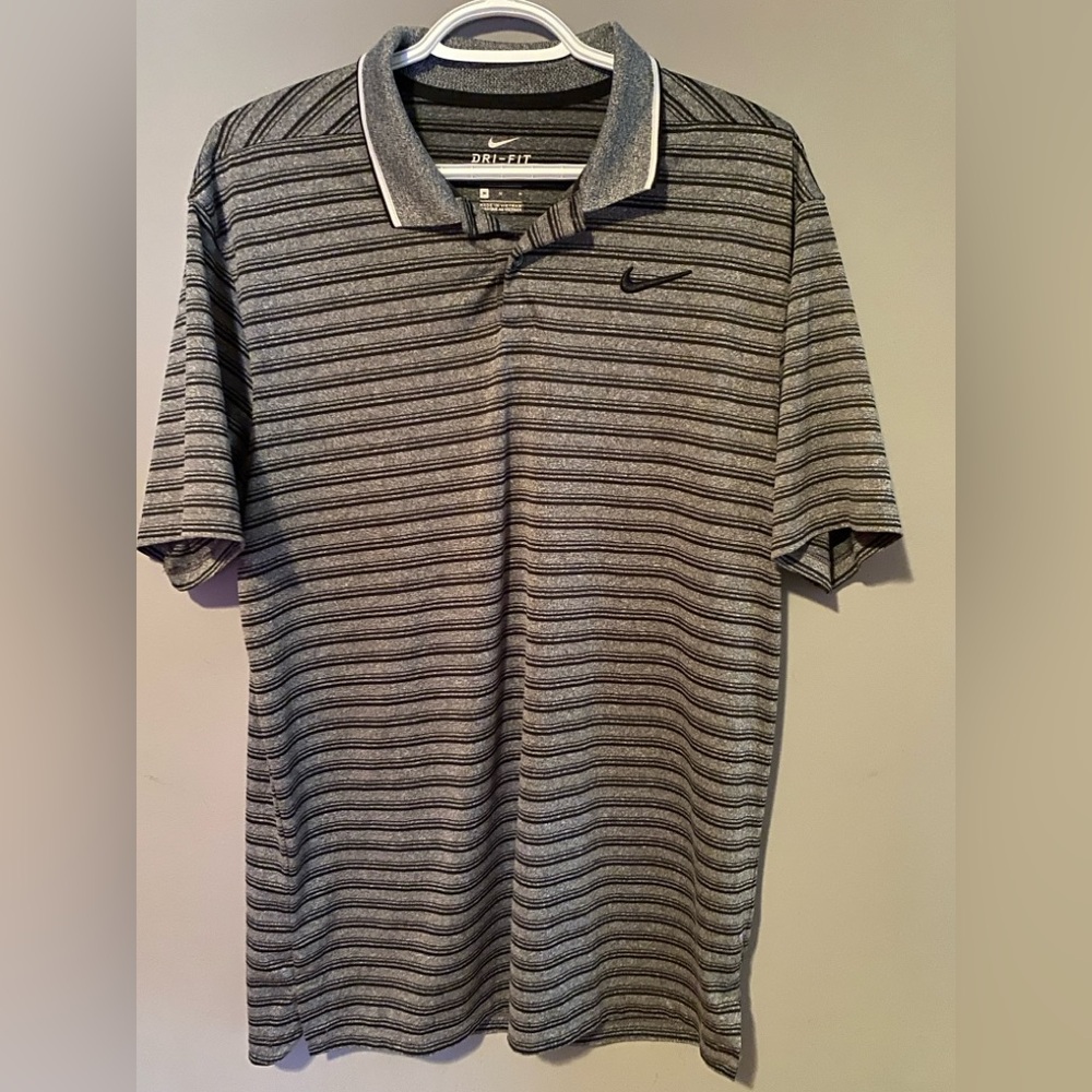 Nike Men's Black and Gray Polo Shirt